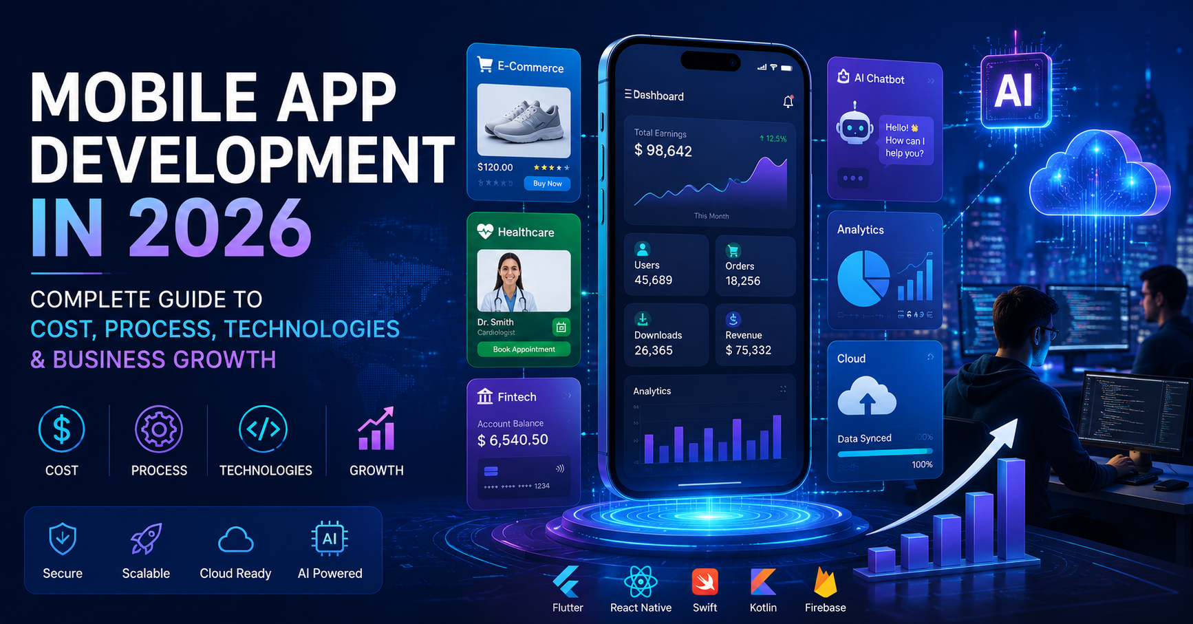 Mobile App Development in 2026: Complete Guide to Cost, Process, Technologies & Business Growth